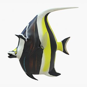 Realistic Moorish Idol Tropical Fish 3D