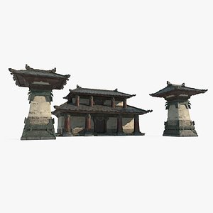 3D Asian Ancient Architecture Small Temples
