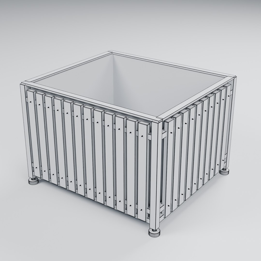 Open Timber Clad Planter with Drilled Liner and Bolted Slats 3D model https://p.turbosquid.com/ts-thumb/WC/54ghDG/xx/06_wireframe/jpg/1791867866/1920x1080/fit_q87/76c20999812e9d3f102904209d9ef08e6dad7f30/06_wireframe.jpg