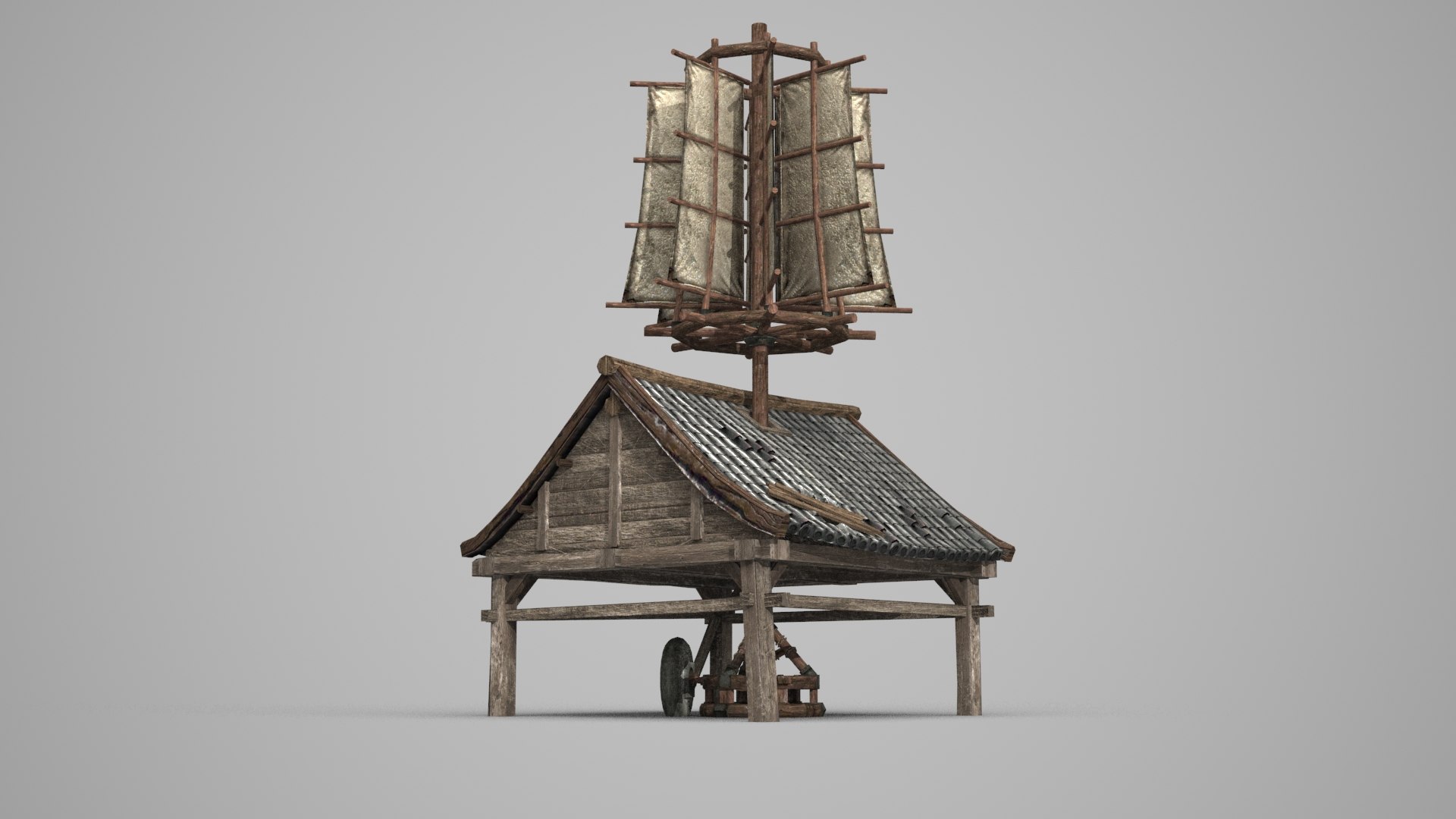 Ancient asian windmill 3D - TurboSquid 1698996