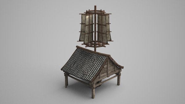 Ancient asian windmill 3D - TurboSquid 1698996