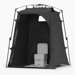 3D model Camping Toilet Tent With Portable Commode Black