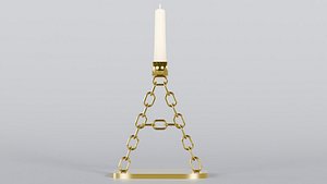 A Chain Gold Candleholder 3D Model True PBR Renders Zero-Cleanup UV 4 LODs 4K Textures USD FBX GLB 3D model