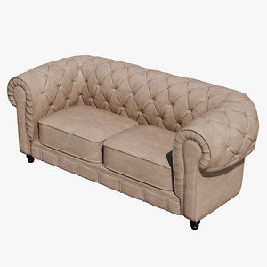 3D Vintage Leather Sofa model