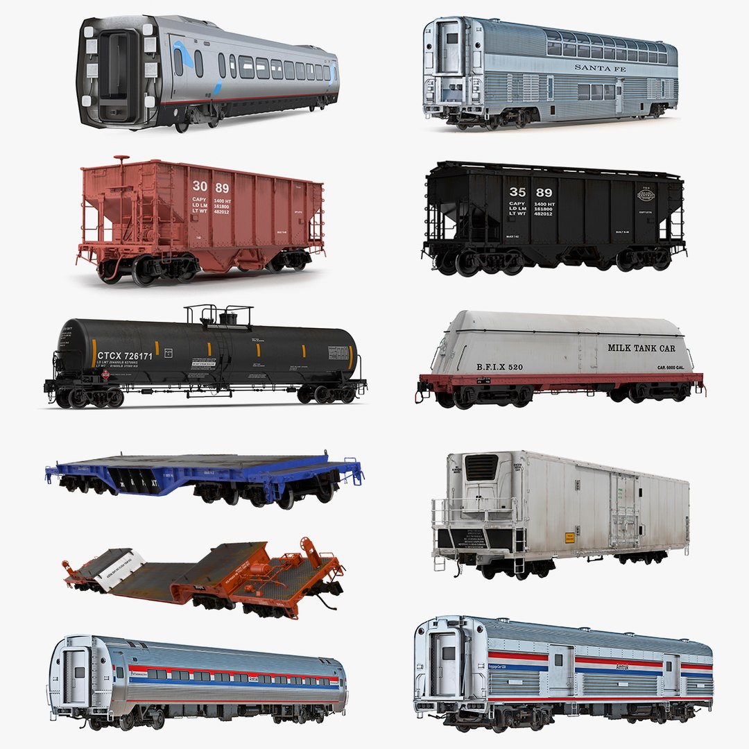 Railroad Wagons Collection 2 3D model preview
