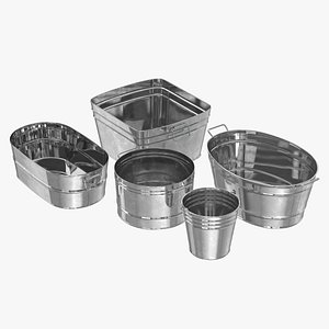 Galvanized Metal Container Set 3D