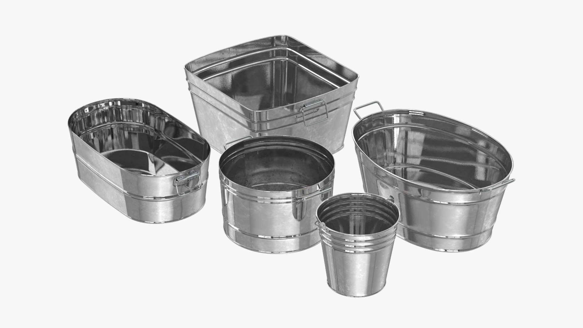 Galvanized Metal Container Set 3D TurboSquid 1739600