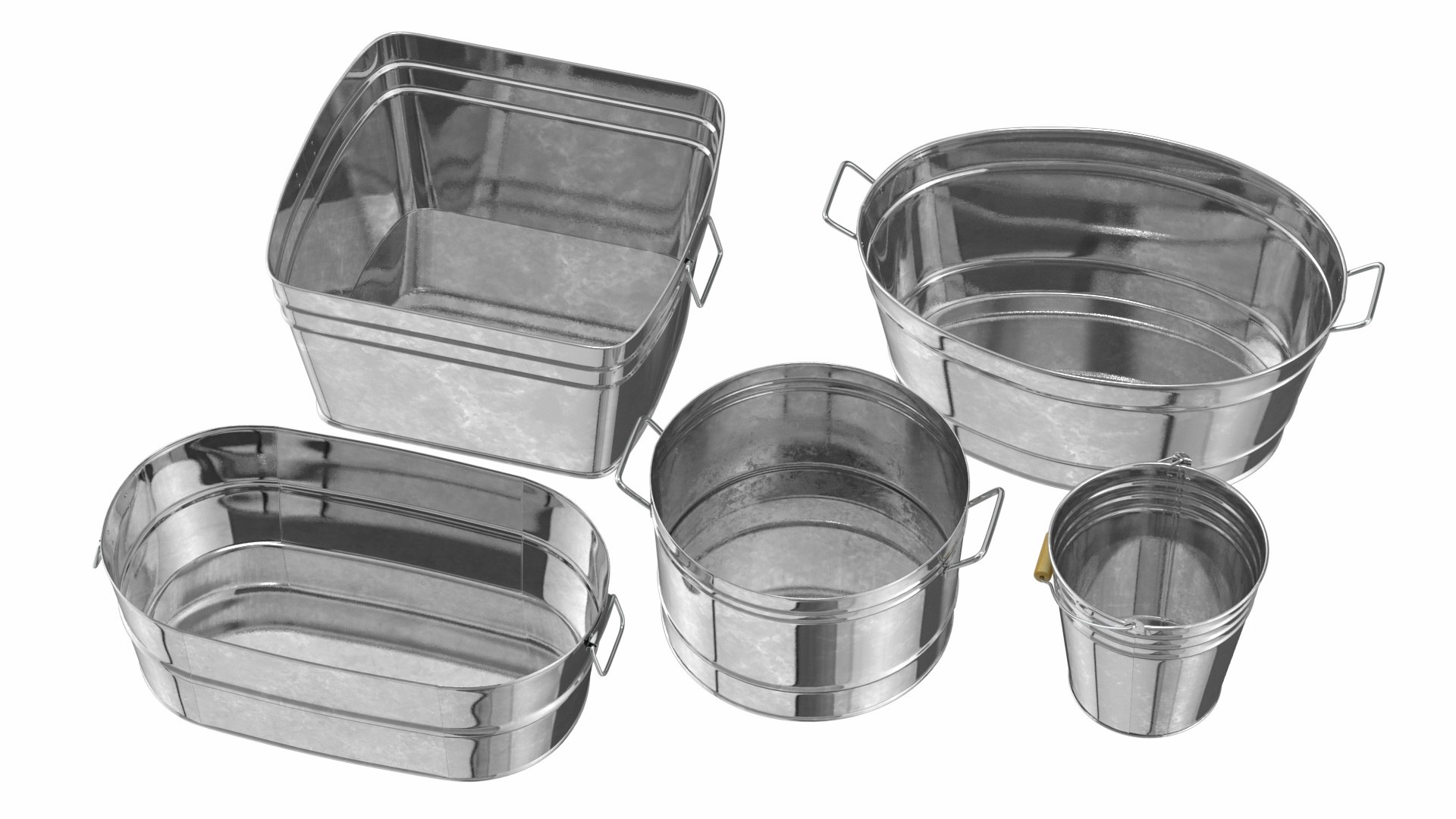 Galvanized Metal Container Set 3D TurboSquid 1739600