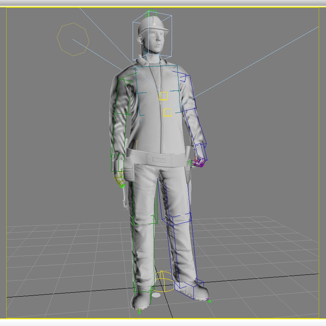 3d rigged worker lods biped man