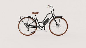3D Black Step-Through Electric Commuter Bicycle model