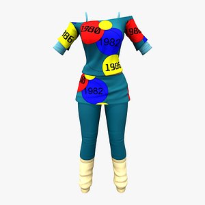 1980s Full Outfit Top Skirt Pants
