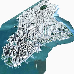 Manhattan Island With Terrain