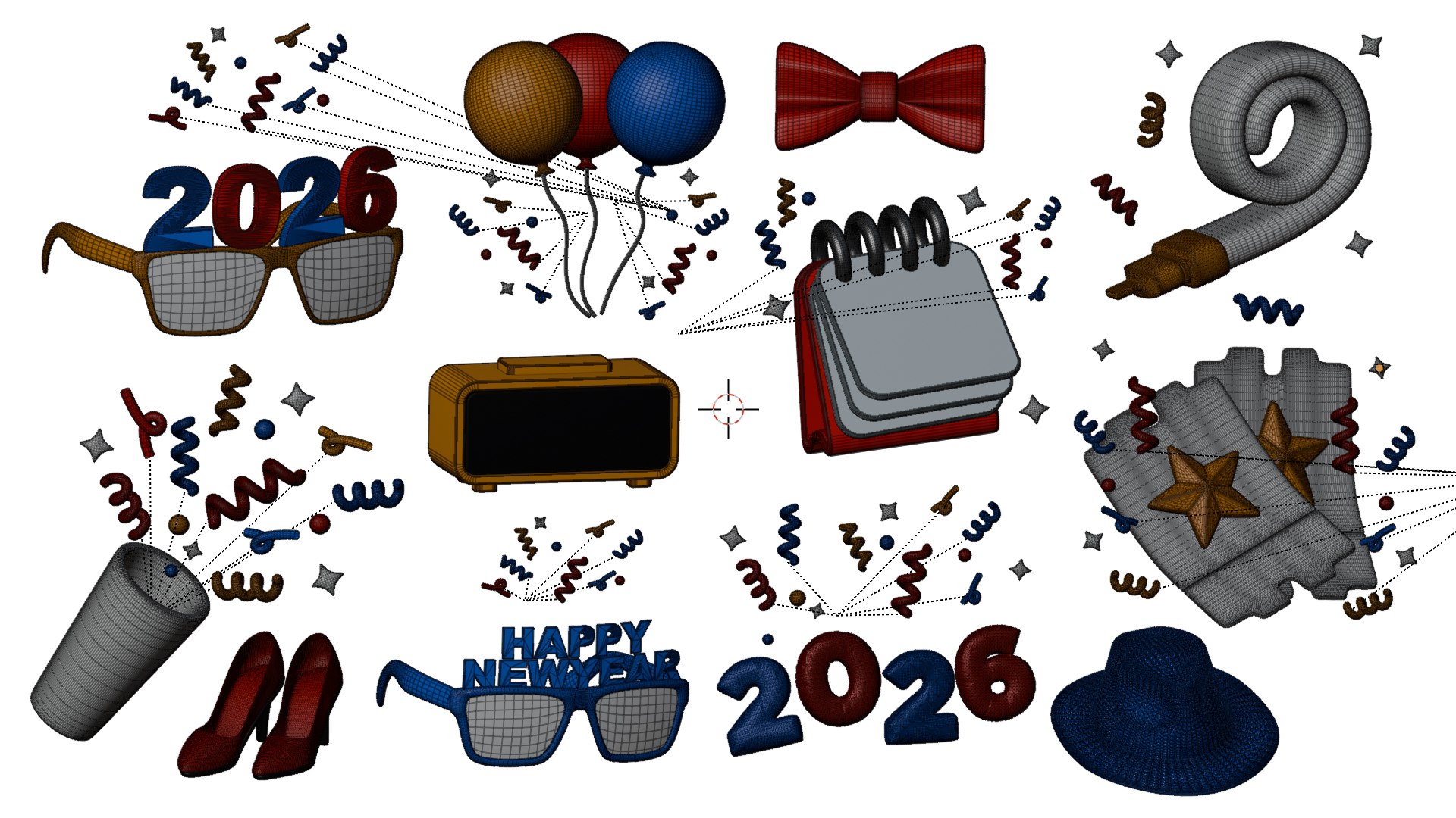 3D New Years Party 3D Icon Set model https://p.turbosquid.com/ts-thumb/WC/lEAJ0w/V9/shot6/jpg/1764183476/1920x1080/fit_q87/86d569cc751dc156dbddc464217051842f3059d5/shot6.jpg