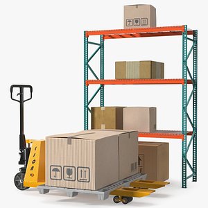 3D Warehouse Pallet Jack and Racking System