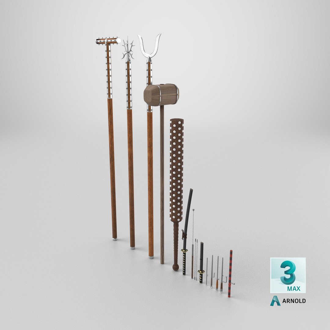 3D Samurai Weapon Pack model https://p.turbosquid.com/ts-thumb/WD/0TRsmY/dV/stemcell_max_arnold_render/png/1722601013/1920x1080/fit_q87/a3a227189ac107f3989ed5e5fd7ed7267bc9cf48/stemcell_max_arnold_render.jpg