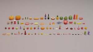 Low Poly Food Collection - Fruits Vegetables Food
