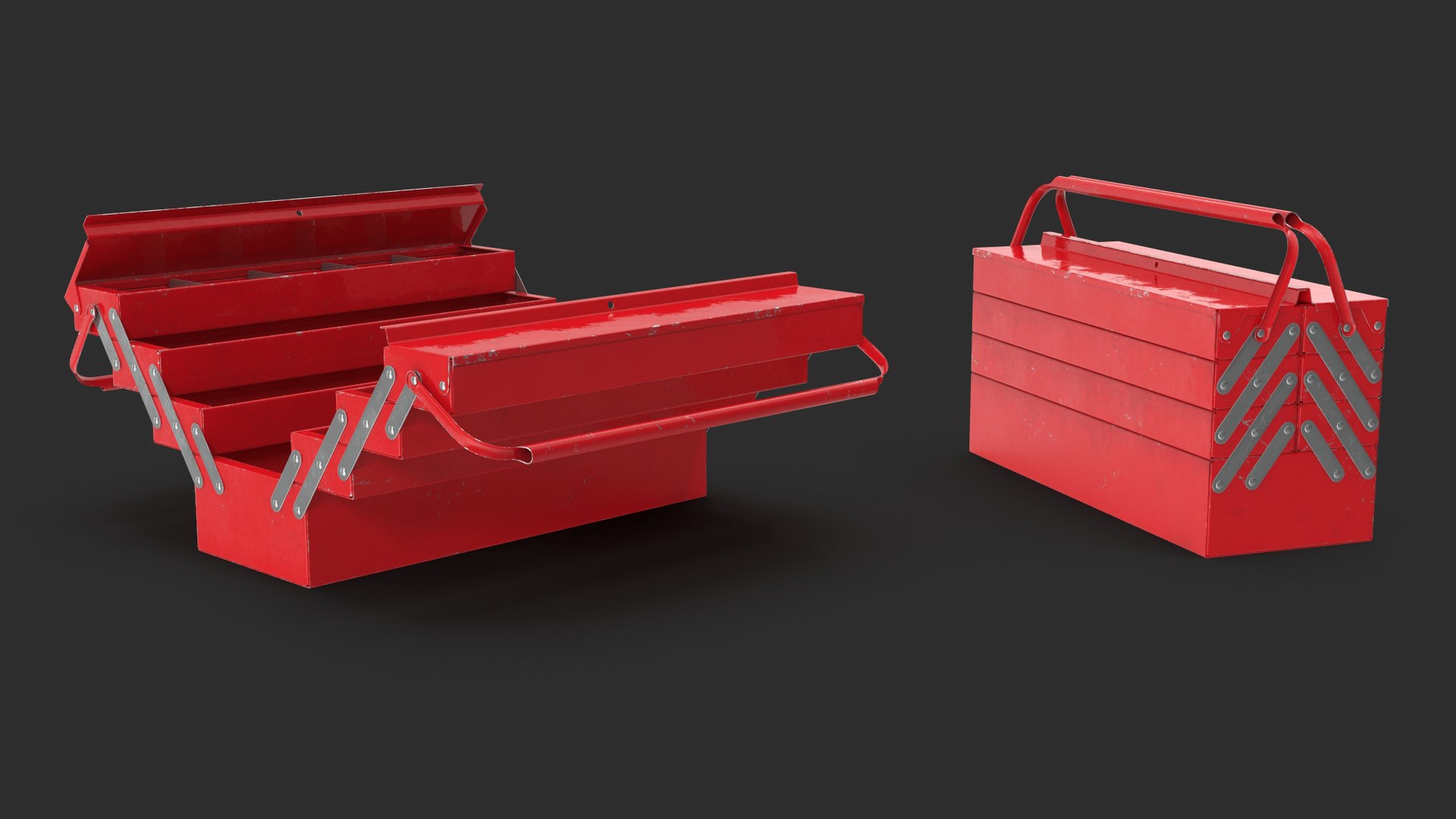 Metal Cantilever Tool Box 4 Tier Rigged 3D Model - TurboSquid 1900046