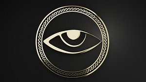 an eye in a ring with an ornament Low-poly