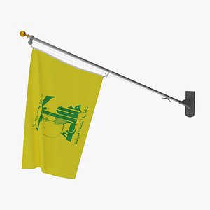 Wall Flag Hezbollah Lebanon T2 3D