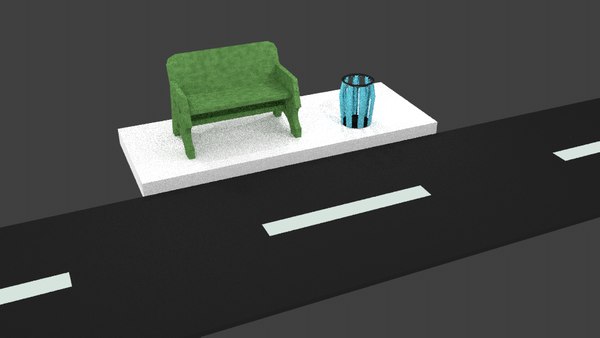 3d model of seated character bench