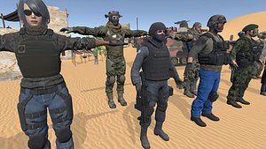 Desert Combat Environment Pack Soldiers Terrorists and Weapons with PBR Textured Assets 3D model