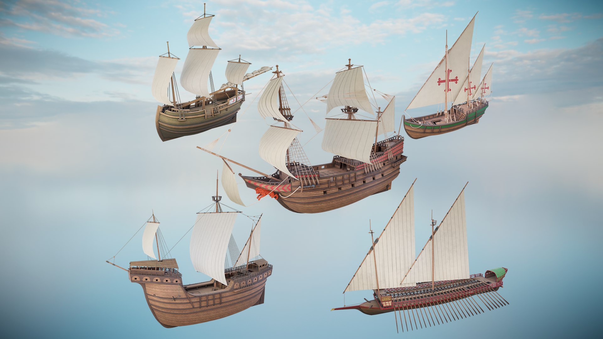 3D Model PBR Medieval Ship Collection - TurboSquid 2187301