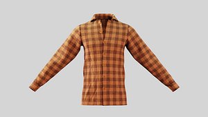 3D Male Shirt 01 Orange  Fannel Checkered