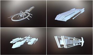 3D sci-fi spaceships