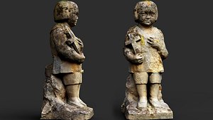 ancient ruins mossy stone cupid angel pt4 PBR photogrammetry model