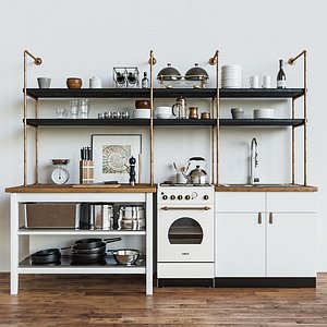 kitchen set loft 3D model
