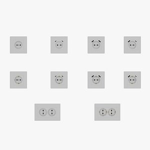 3D White European Socket Electrical Outlet