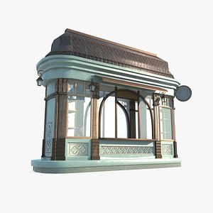 Steam Age Newspaper Pavilion Grocery Store 3D model