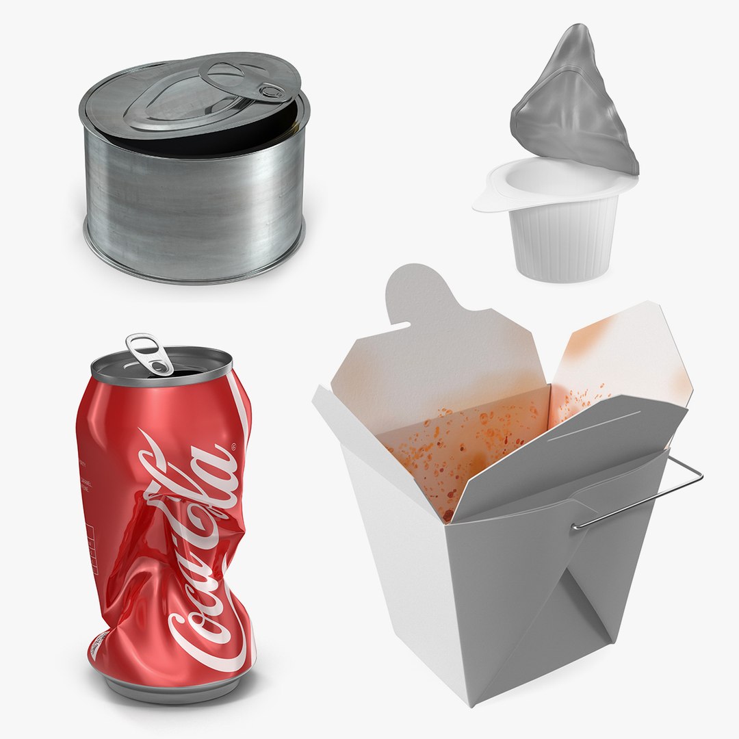 Used Food Containers Collection 3D model preview