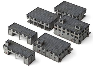 Aged Concrete Warehouse Factory Asset Pack