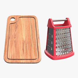 3D Chopping board and box grater 4K PBR model