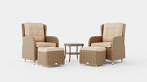 Lotus Lounge Recliner Duo Set 3D