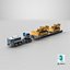 Powerful Duty Truck with Lowboy Trailer and Bulldozers 3D