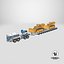 Powerful Duty Truck with Lowboy Trailer and Bulldozers 3D