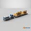 Powerful Duty Truck with Lowboy Trailer and Bulldozers 3D