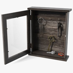 Wooden Key Holder Box with Keys 3D model