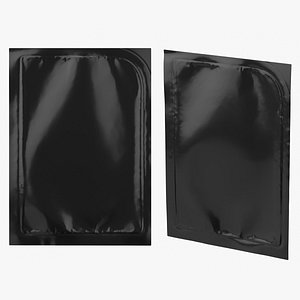 3D Glossy Black Cosmetic Sachet Sample Mockup model