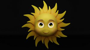 3D Cartoon Sun Low-poly 3D model