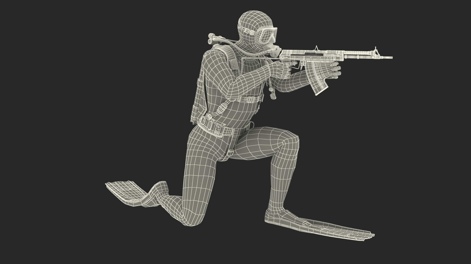 3D Model Combat Swimmer With Underwater Rifle APS Rigged - TurboSquid ...