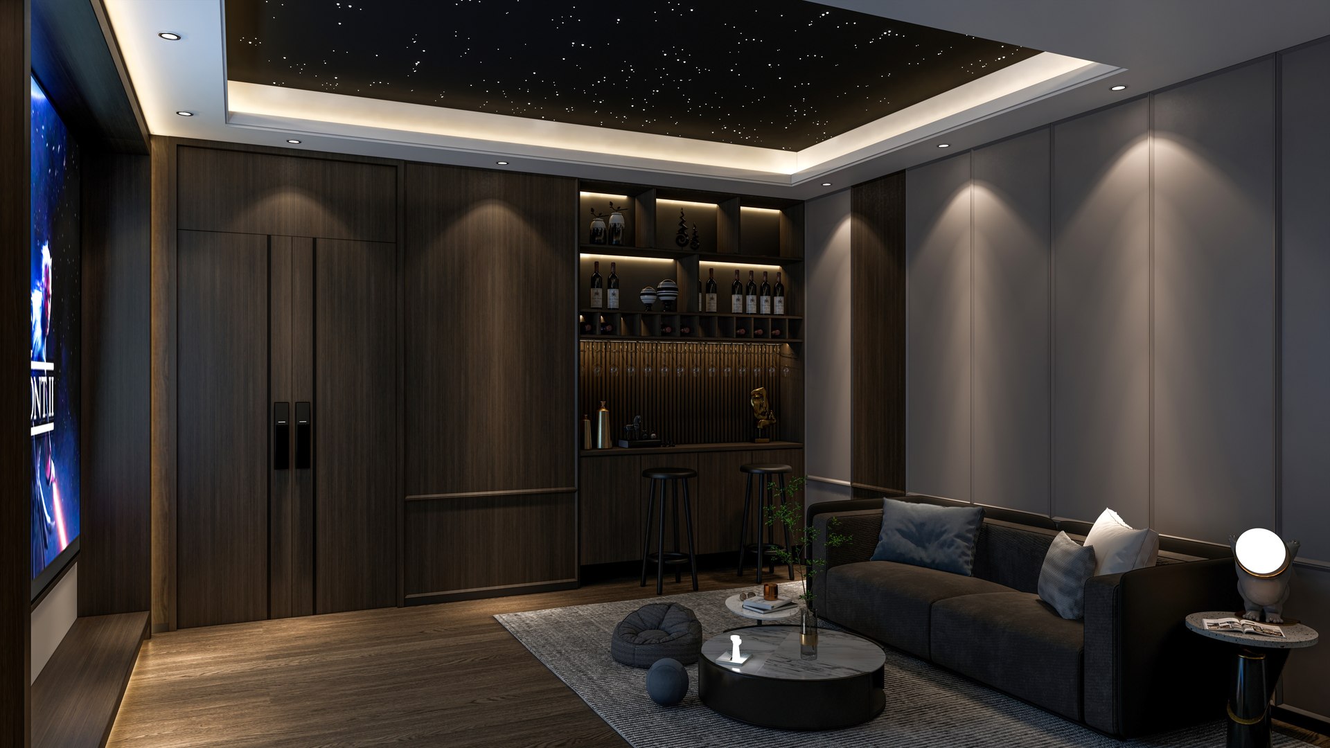 Home entertainment video visual interior Home cinema model - TurboSquid ...