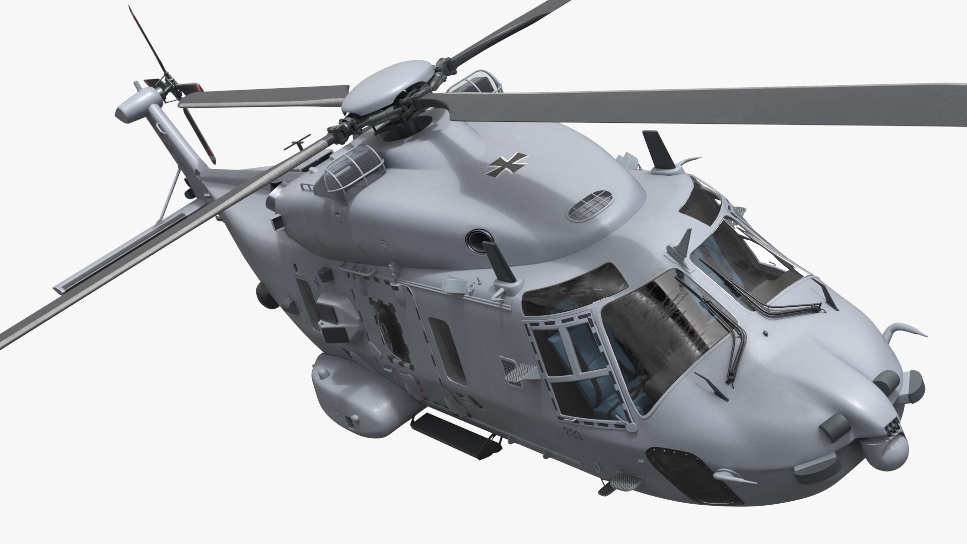 NH90 Naval Utility Helicopter Light Grey with Interior Rigged for Maya 3D model preview