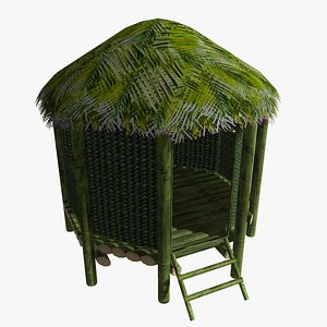 Palm leaf hut round shaped 3D