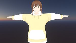 Game Ready Low Poly Anime Character Girl 12