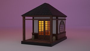 Japanese TeaHouse Clipart Build Low-poly 3D model model