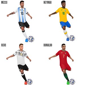 pack rigged soccer players 3D