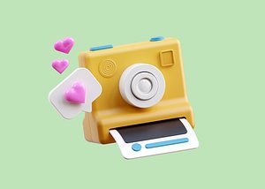 Instant Photo with Love message Illustraion